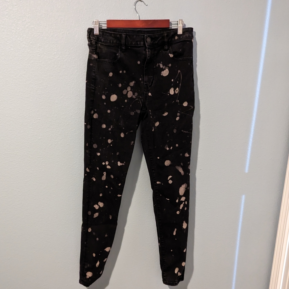 Bleach splatter black skinny jeans